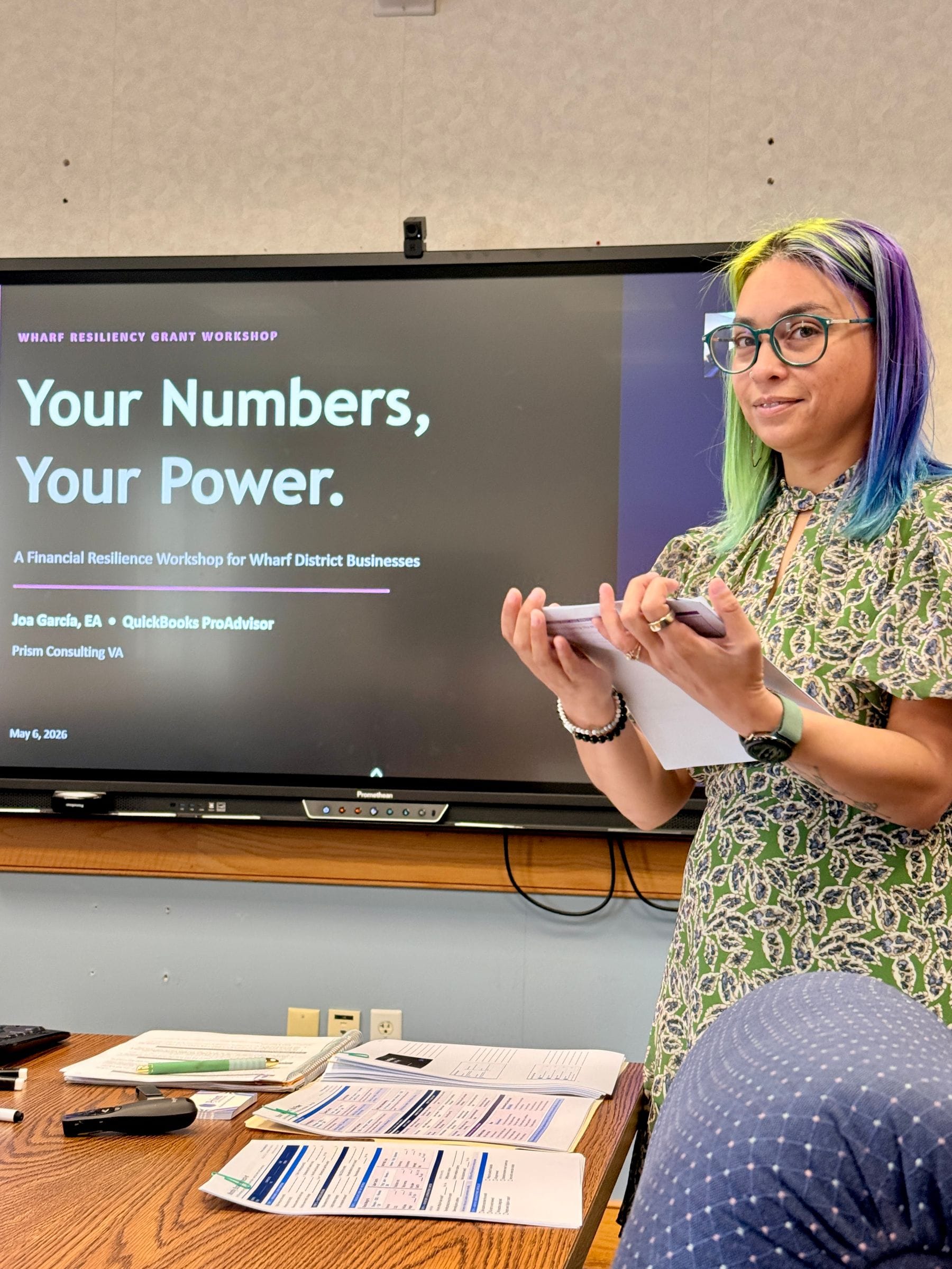 Joa gives a presentation for the City of Staunton entitled Your Numbers, Your Power for the Wharf Revitalization Project